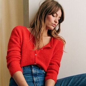 Sézane Gaspard Cardigan - Small - Red